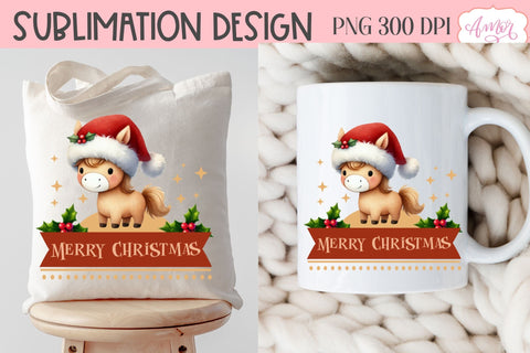 Merry Christmas PNG | Cute Christmas horse PNG Sublimation Amorclipart 