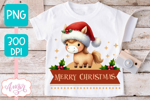 Merry Christmas PNG | Cute Christmas horse PNG Sublimation Amorclipart 