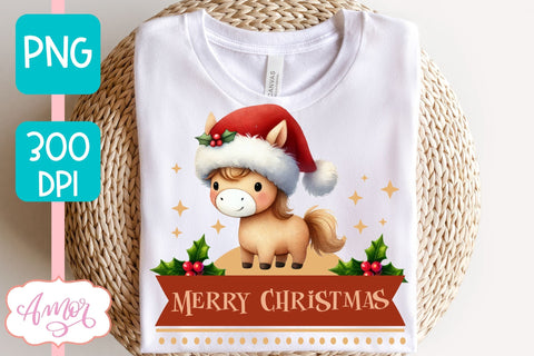 Merry Christmas PNG | Cute Christmas horse PNG Sublimation Amorclipart 