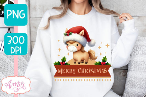 Merry Christmas PNG | Cute Christmas horse PNG Sublimation Amorclipart 