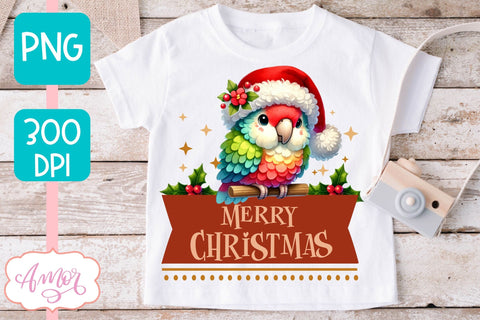Merry Christmas PNG | Cute Christmas parrot cute christmas Sublimation Amorclipart 