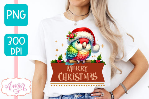 Merry Christmas PNG | Cute Christmas parrot cute christmas Sublimation Amorclipart 