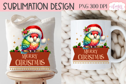 Merry Christmas PNG | Cute Christmas parrot cute christmas Sublimation Amorclipart 