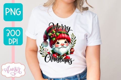 Merry Christmas PNG sublimation | Christmas gnome shirt PNG Sublimation Amorclipart 