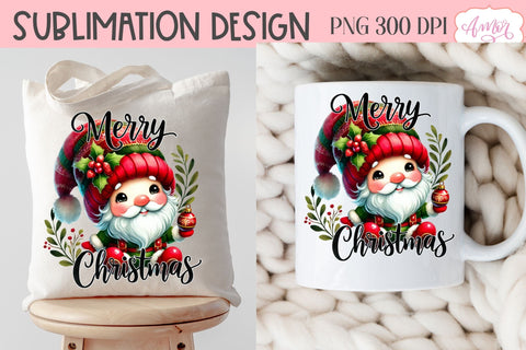 Merry Christmas PNG sublimation | Christmas gnome shirt PNG Sublimation Amorclipart 