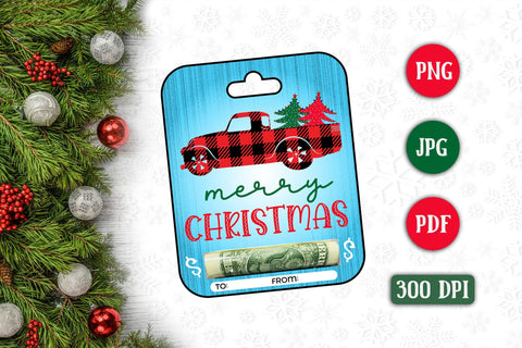 Merry Christmas Printable Money Card Sublimation CraftLabSVG 