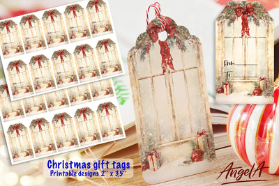 Merry Christmas printable tags, gift tags, winter window Sublimation Angelina Semenova 