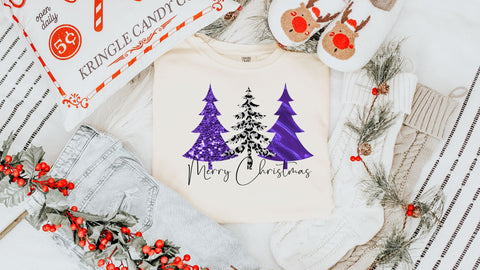 Merry Christmas Purple Trees PNG | Purple Christmas Tree Sublimation Design | Whimsical Holiday Sublimation Sublimation Print Perfect Design Shop 