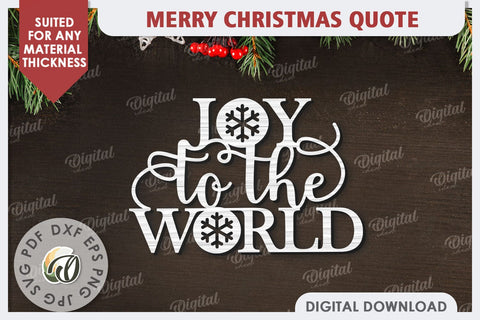 Merry Christmas Quote Laser Cut Design. Christmas Decor SVG SVG Evgenyia Guschina 