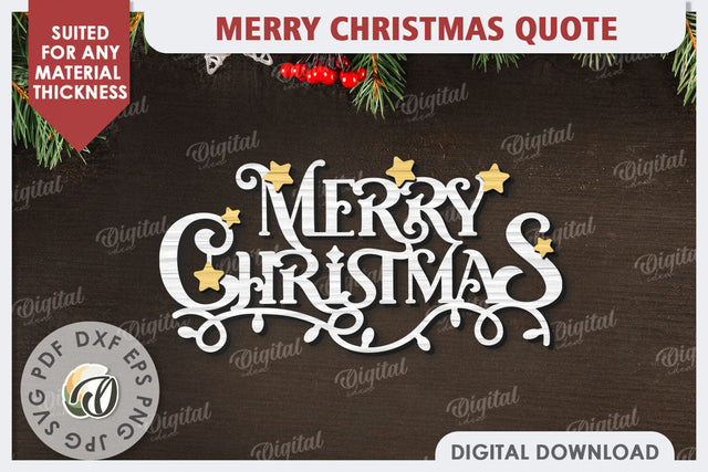 Merry Christmas Quote Laser Cut Design. Christmas Decor SVG SVG Evgenyia Guschina 