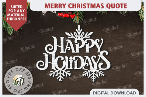 Merry Christmas Quote Laser Cut Design. Christmas Decor SVG SVG Evgenyia Guschina 