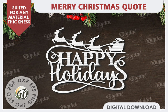 Merry Christmas Quote Laser Cut Design. Christmas Decor SVG SVG Evgenyia Guschina 