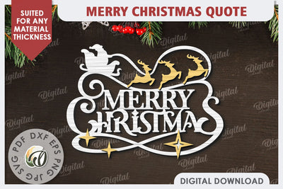 Merry Christmas Quote Laser Cut Design. Christmas Decor SVG SVG Evgenyia Guschina 