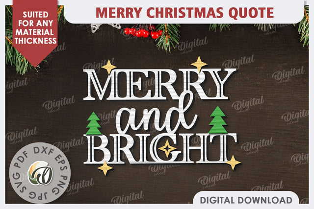 Merry Christmas Quote Laser Cut Design. Christmas Decor SVG SVG Evgenyia Guschina 