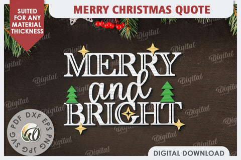 Merry Christmas Quote Laser Cut Design. Christmas Decor SVG SVG Evgenyia Guschina 