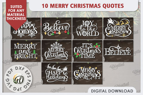 Merry Christmas Quotes Laser Cut Bundle. Christmas Decor SVG SVG Evgenyia Guschina 