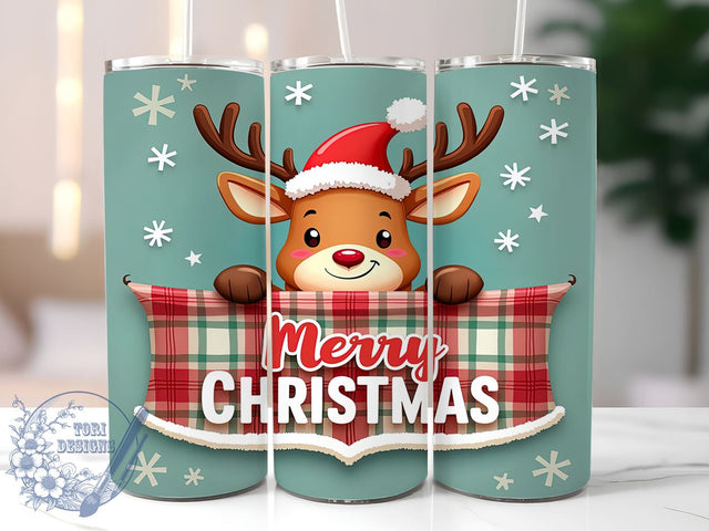 Merry Christmas, Reindeer Design, Cute Reindeer, 20oz Tumbler, Sublimation PNG, Holiday Printable, Christmas Tumbler, Festive Decor Sublimation ToriDesigns 