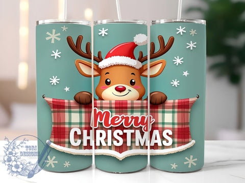 Merry Christmas, Reindeer Design, Cute Reindeer, 20oz Tumbler, Sublimation PNG, Holiday Printable, Christmas Tumbler, Festive Decor Sublimation ToriDesigns 