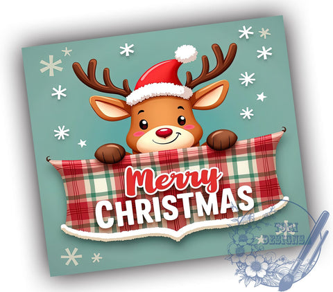 Merry Christmas, Reindeer Design, Cute Reindeer, 20oz Tumbler, Sublimation PNG, Holiday Printable, Christmas Tumbler, Festive Decor Sublimation ToriDesigns 