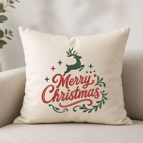 Merry Christmas Reindeer Machine Embroidery Design – Holiday Christmas Embroidery File Embroidery/Applique DESIGNS PatternFeed8 