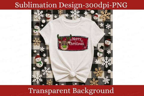 Merry Christmas Reindeer PNG, Cute Holiday Name Plate Sublimation Design Sublimation Keepsake Treasures Designs LLC. 