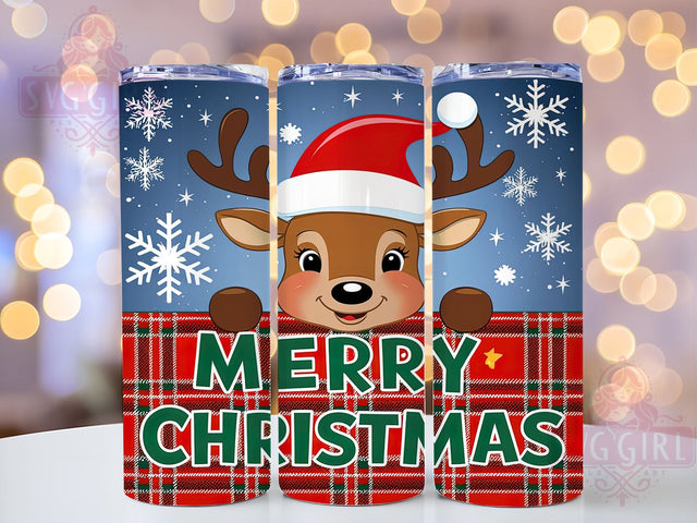Merry Christmas, Reindeer Printable, Cute Reindeer, Tumbler Wrap, PNG Sublimation, 20oz Tumbler, Holiday Decor, Christmas Gift Sublimation SvggirlplusArt 