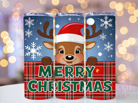 Merry Christmas, Reindeer Printable, Cute Reindeer, Tumbler Wrap, PNG Sublimation, 20oz Tumbler, Holiday Decor, Christmas Gift Sublimation SvggirlplusArt 