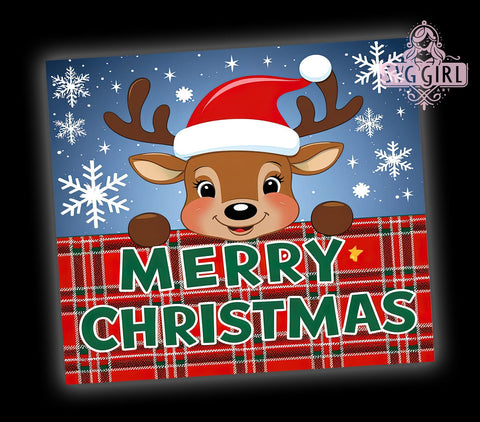 Merry Christmas, Reindeer Printable, Cute Reindeer, Tumbler Wrap, PNG Sublimation, 20oz Tumbler, Holiday Decor, Christmas Gift Sublimation SvggirlplusArt 