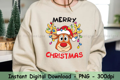 Merry Christmas Reindeer Xmas Holiday Sublimation Design Download, Clipart, Instant Download Sublimation ToriDesigns 