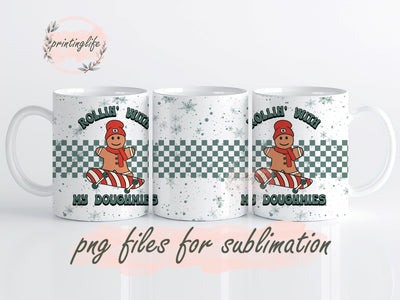 Merry Christmas Retro Gingerbread Funny Skater Gingerbread Man Christmas Groovy Gingerbread PNG file 11oz Sublimation PrintingLife 