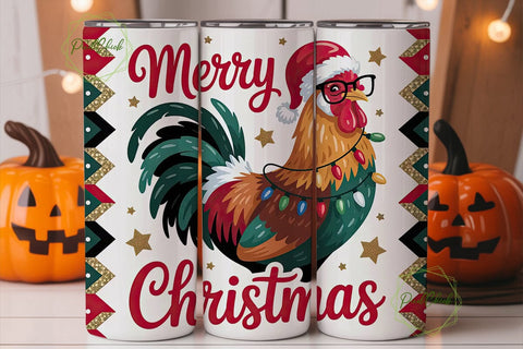 Merry Christmas Rooster 20oz Tumbler Sublimation PixelChick 
