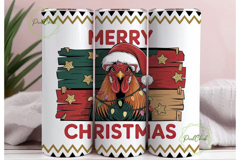 Merry Christmas Rooster 20oz Tumbler Sublimation PixelChick 
