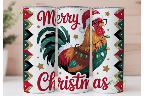 Merry Christmas Rooster 20oz Tumbler Sublimation PixelChick 