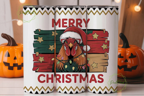 Merry Christmas Rooster 20oz Tumbler Sublimation PixelChick 