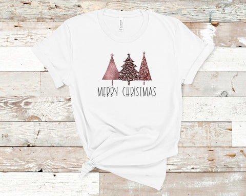 Merry Christmas Rose Gold Trees | Elegant Holiday Typography PNG | Rose Gold Christmas Design Sublimation Print Perfect Design Shop 