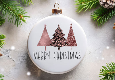 Merry Christmas Rose Gold Trees | Elegant Holiday Typography PNG | Rose Gold Christmas Design Sublimation Print Perfect Design Shop 
