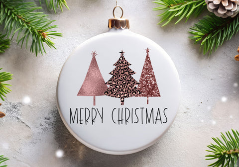 Merry Christmas Rose Gold Trees | Elegant Holiday Typography PNG | Rose Gold Christmas Design Sublimation Print Perfect Design Shop 