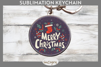 Merry Christmas Round Keychain Sublimation Sublimation Sintegra 