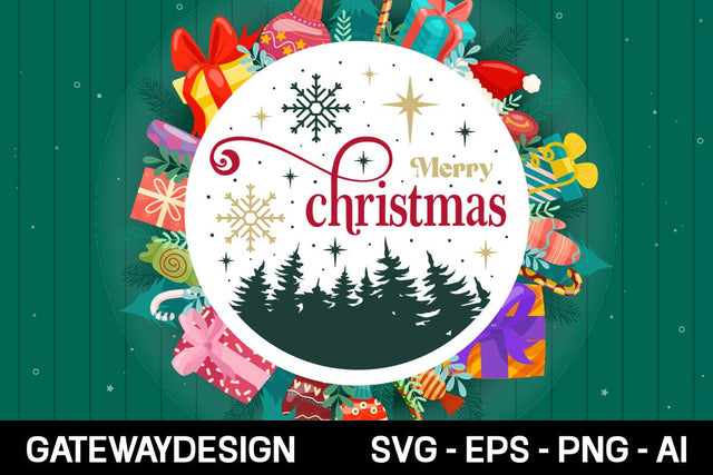Merry Christmas Round Sign Svg Design SVG designmaster24 