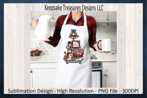 Merry Christmas Rustic Farm Theme Black Buffalo Plaid Tiered Tray, Sublimation PNG Design, Digital Download, PNG Printable Sublimation Keepsake Treasures Designs LLC. 