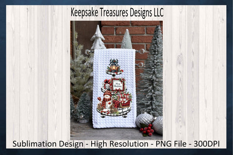 Merry Christmas Rustic Farm Theme Black Buffalo Plaid Tiered Tray, Sublimation PNG Design, Digital Download, PNG Printable Sublimation Keepsake Treasures Designs LLC. 