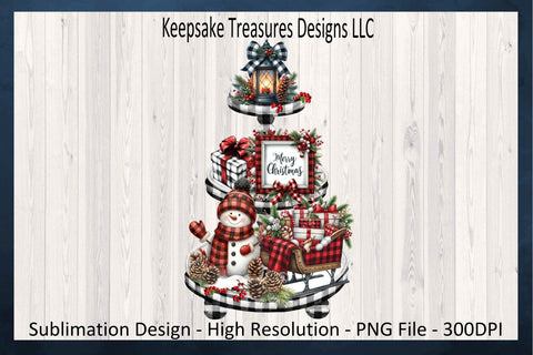 Merry Christmas Rustic Farm Theme Black Buffalo Plaid Tiered Tray, Sublimation PNG Design, Digital Download, PNG Printable Sublimation Keepsake Treasures Designs LLC. 