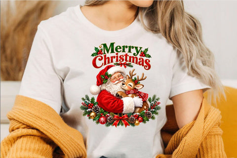 Merry Christmas Santa Reindeer PNG Sublimation SVGArt 