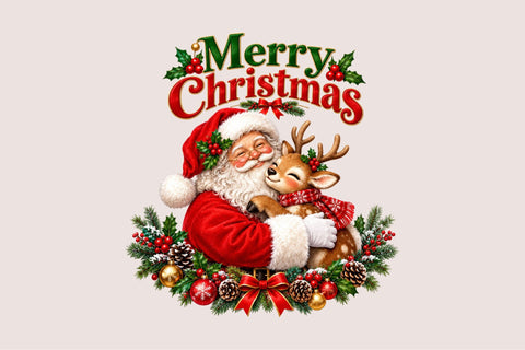 Merry Christmas Santa Reindeer PNG Sublimation SVGArt 