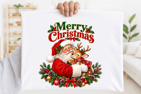 Merry Christmas Santa Reindeer PNG Sublimation SVGArt 