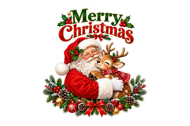 Merry Christmas Santa Reindeer PNG Sublimation SVGArt 