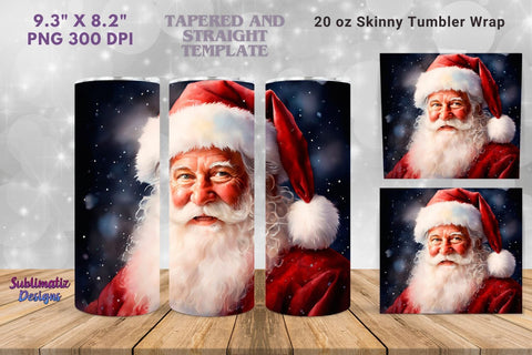 Merry Christmas Santa Tumbler Wrap | 20 oz Skinny Tumbler Wrap Sublimation Christmas Design Sublimation Sublimatiz Designs 