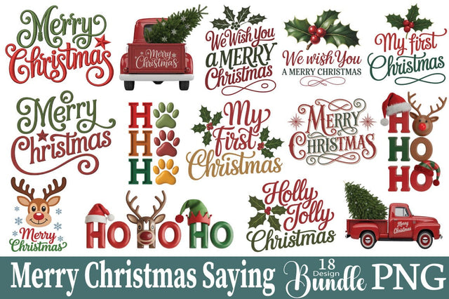 Merry Christmas Saying Bundle SVG Angelina750 