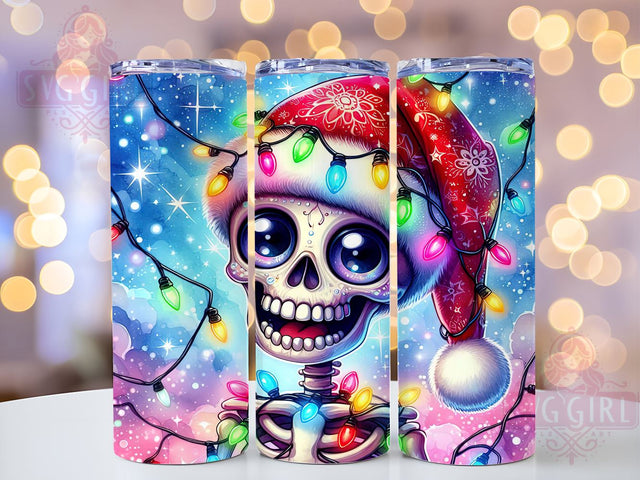Merry Christmas Skull, Dead But Merry Tumbler, 20oz Sublimation, Halloween Christmas Drinkware, Edgy Holiday Gift, Unique Tumbler Wrap, Spooky Skull Mug Sublimation SvggirlplusArt 