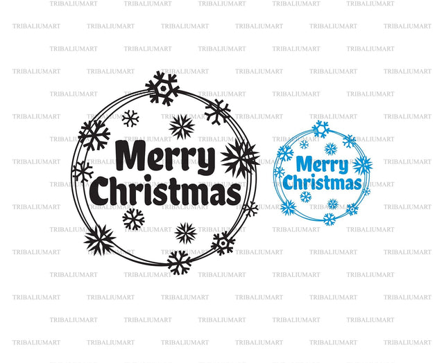 Merry Christmas Snowflake Frame SVG TribaliumArtSF 